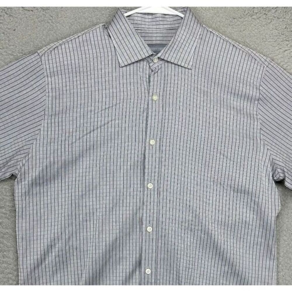 Hickey Freeman Shirt Adult Large Grey Grid Check Button Up Woven In Italy‎ Mens